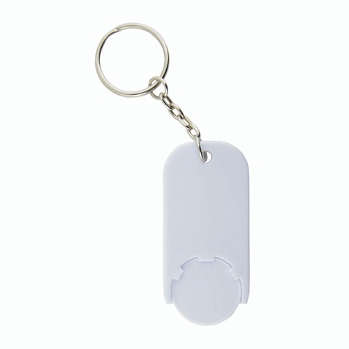 Plastic key ring with shopping trolley token