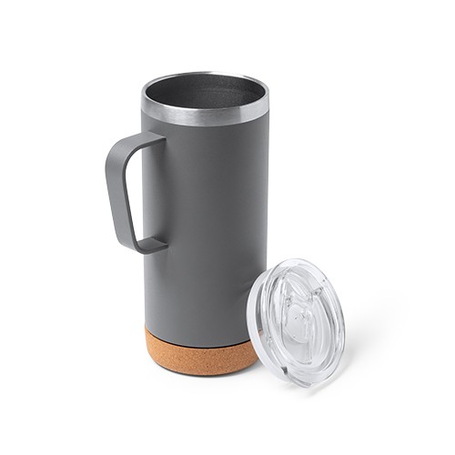 Double-walled thermal mug with a cork base Hilde Double-walled thermal mug with a cork base Hilde