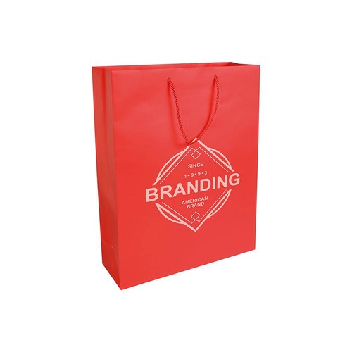 157 g/m2 matte laminated paper shopping bag with gusset and bottom reinforcement 157 g/m2 matte laminated paper shopping bag with gusset and bottom reinforcement
