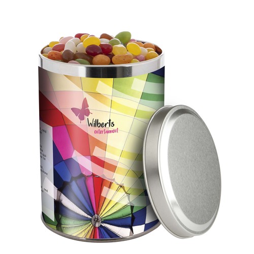 Large tin 1.3 liters, filled with candy
