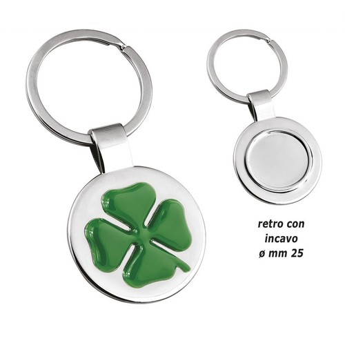 PORTE-CLES TREFLES 4 FEUILLES VERT/CREUX