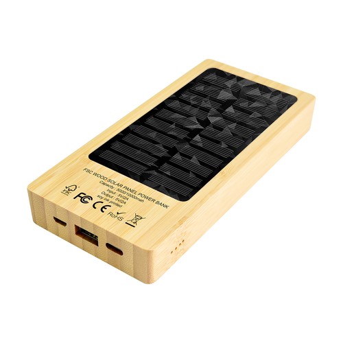 Powerbank solaire en bambou et chanvre Tirian Powerbank solaire en bambou et chanvre Tirian