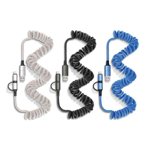 6-IN-1 FAST CHARGING AND DATA TRANSFER SPRING RETRACTABLE CABLE