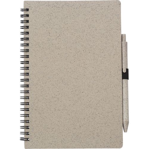 Carnet à spirale en fibre de paille avec couverture en PP Massimo
