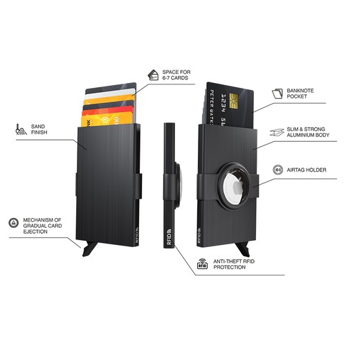 Custodia per carta di credito RFID con supporto per AirTag