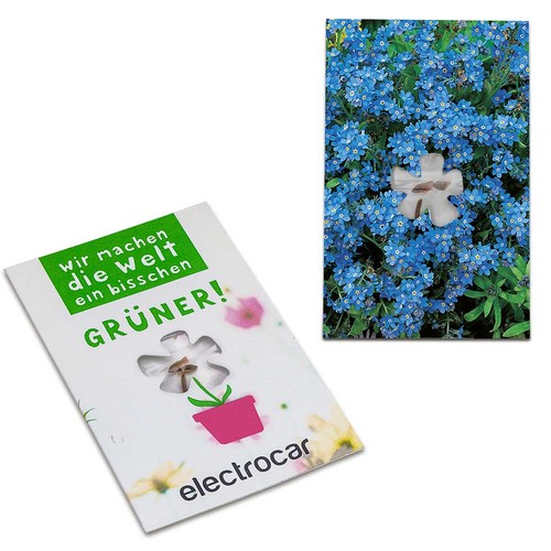 Carte avec graines-mini fleur - Myosotis