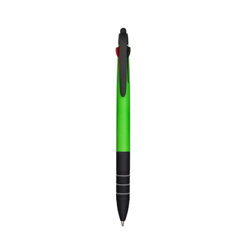 Penna a scatto in plastica con 3 refill dei colori blu, nero e rosso Penna a scatto in plastica con 3 refill dei colori blu, nero e rosso