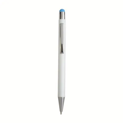 Aluminum push button ball pen with colored touch screen and laser engraved logo Aluminum push button ball pen with colored touch screen and laser engraved logo