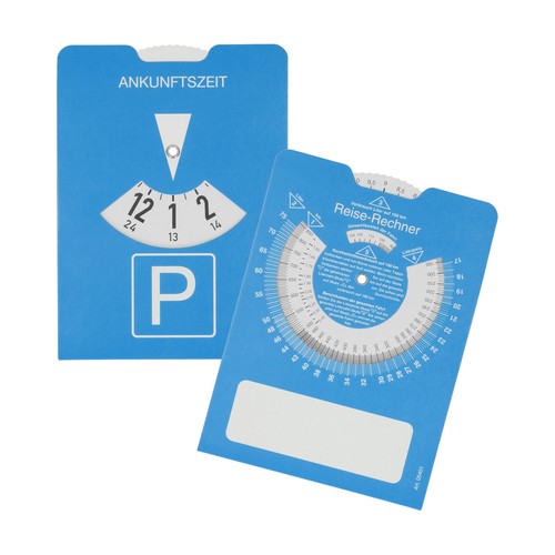 Cardboard parking disk "Travel calculator" Cardboard parking disk "Travel calculator"