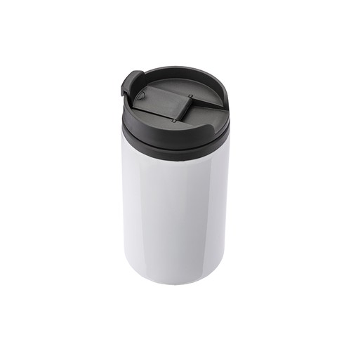 Sublimating metal mug with plastic inner wall, lid and handle