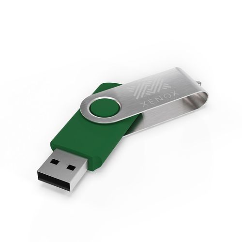 USB Stick Twister (Groen, 128GB 2.0, Gravering voorzijde, Gravering achterzijde)
