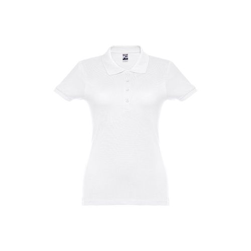 THC EVE WH. Polo da donna a maniche corte con cintura in cotone cardato