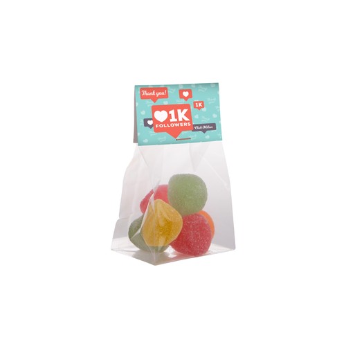Blokzakje met kopkaartje en 50 gram snoep