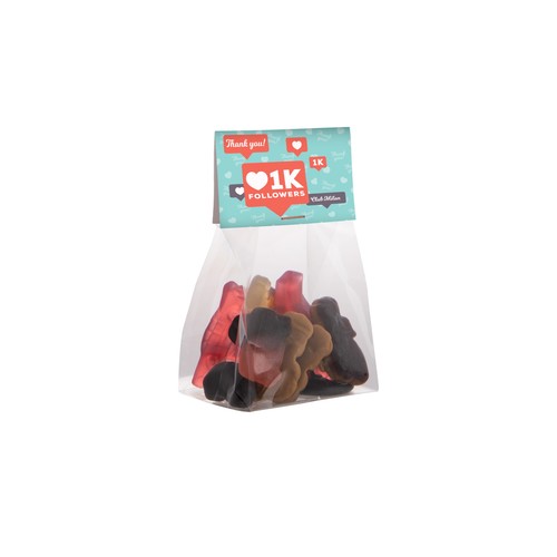 Blokzakje met kopkaartje en 50 gram snoep