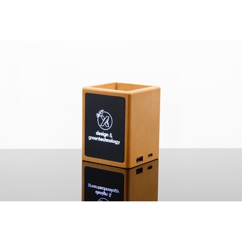 hub wooden pencil holder