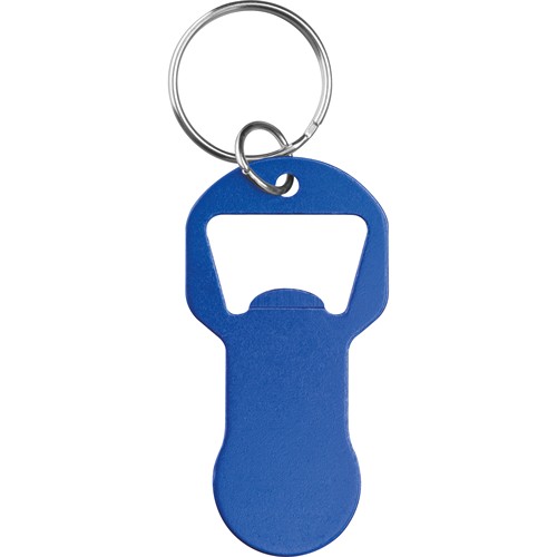 Portachiavi in alluminio riciclato con gancio per carrello della spesa e apribottiglie OLIVER