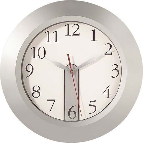 SILVER WALL CLOCK IN PLASTIC AND GLASS SILVER WALL CLOCK IN PLASTIC AND GLASS