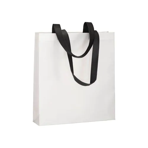 Bolsa de tejido sin tejer termosoldado (80 g/m2), asas largas y fuelle Bolsa de tejido sin tejer termosoldado (80 g/m2), asas largas y fuelle