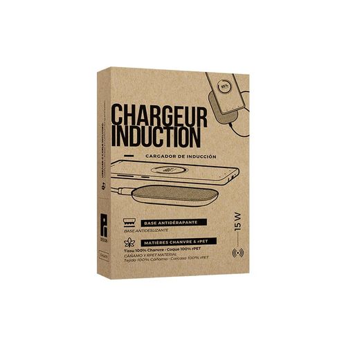 CARGADOR POR INDUCCIÓN RÁPIDO DE 15W EN MATERIAL RPET Y CÁÑAMO