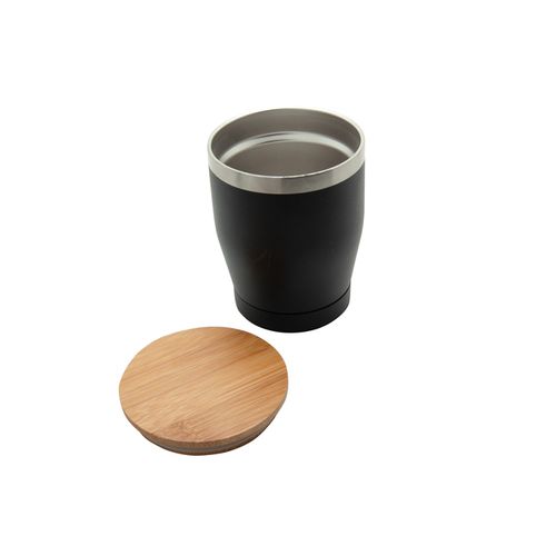 Doppelwandiger Edelstahlbecher 'Nagano' mit Bambusdeckel (L)