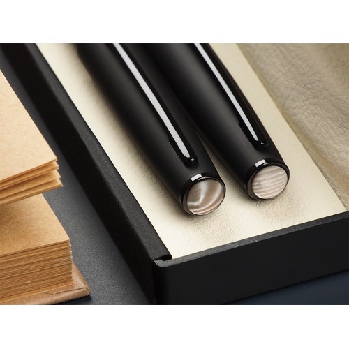 Parure de stylos avec pierre en Silex rayé Parure de stylos avec pierre en Silex rayé