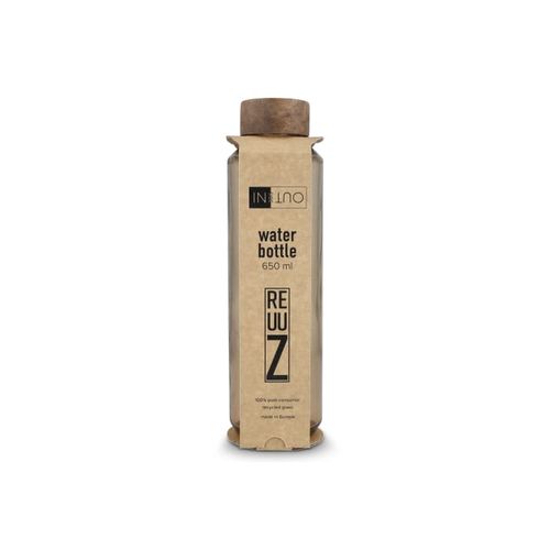 Bouteille d'eau en verre recyclé InSideOut ReuuZ avec bouchon en bois 650 ml Bouteille d'eau en verre recyclé InSideOut ReuuZ avec bouchon en bois 650 ml