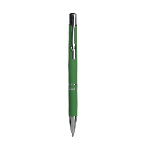 Aluminium snap pen with rubberised grip with 2 chrome trim rings Aluminium snap pen with rubberised grip with 2 chrome trim rings