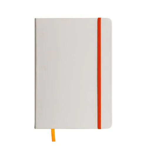 Notizbuch mit PU-Einband und farbigem Gummiband (80 Seiten), Lesezeichen aus Satin