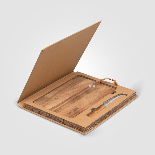 Coltello e tagliere per formaggio in bamboo FSC con foro per appendere Mysa – - 262 x 290 x 25 mm