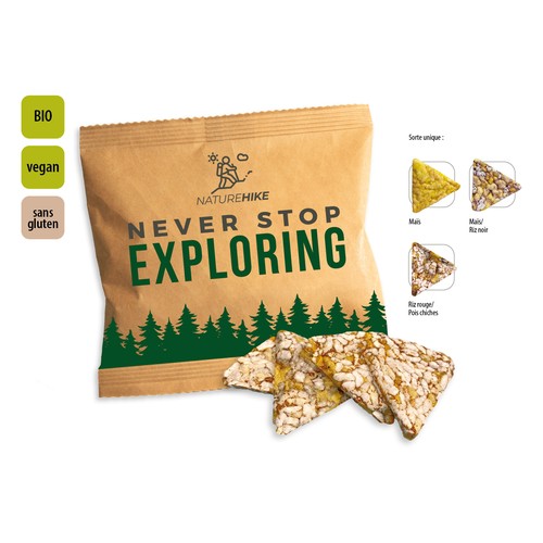 Organic crispy corners promotional bag, Organic crispy corners corn - black rice