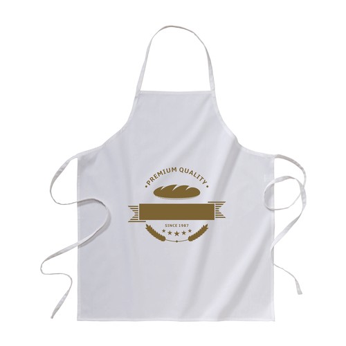 100% cotton (180 g/m2) long white cooking apron, 70 x 85cm