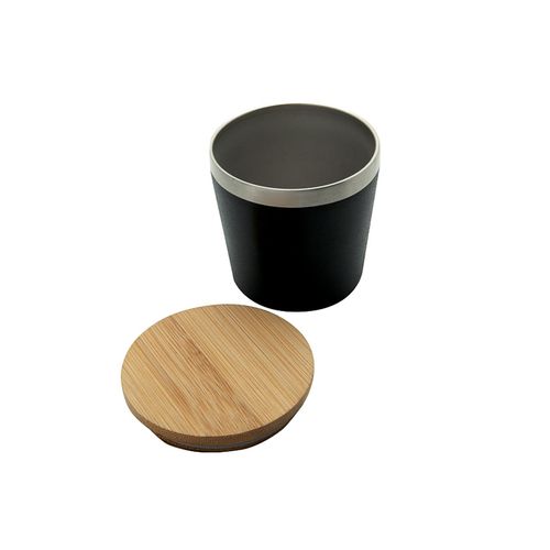 Doppelwandiger Edelstahlbecher 'Nagano' mit Bambusdeckel (M) Doppelwandiger Edelstahlbecher 'Nagano' mit Bambusdeckel (M)