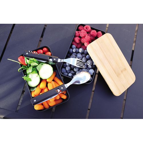 Bento 'Nagano', noir, avec couvercle en bambou Bento 'Nagano', noir, avec couvercle en bambou