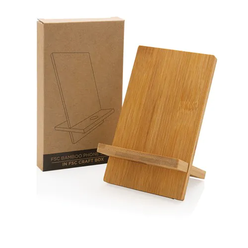 Bamboo phone stand in kraft box Bamboo phone stand in kraft box