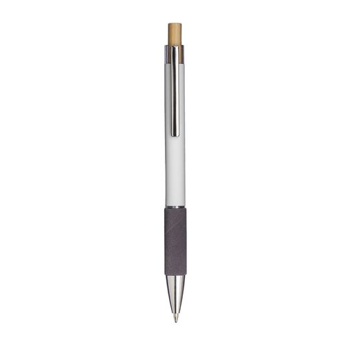 Boligrafo con pulsador de aluminio. Empunadura coloreada efecto aterciopelado Boligrafo con pulsador de aluminio. Empunadura coloreada efecto aterciopelado