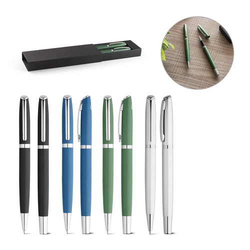 RE-LANDO-SET. Roller and ball pen set with recycled aluminium (100% rAL) body RE-LANDO-SET. Roller and ball pen set with recycled aluminium (100% rAL) body