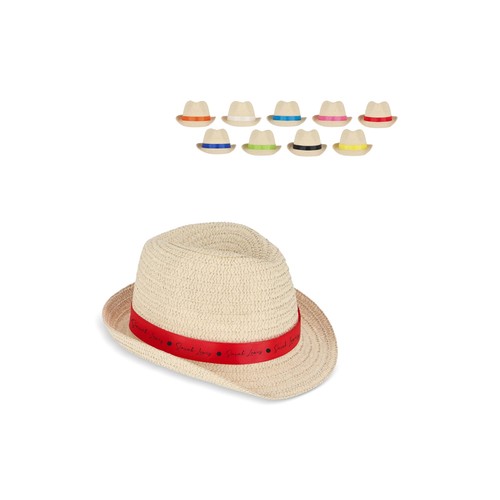 Chapeau de paille végétal avec bande colorée Chapeau de paille végétal avec bande colorée