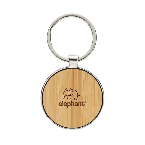 RCS recycled zinc alloy round keychain with bamboo RCS recycled zinc alloy round keychain with bamboo