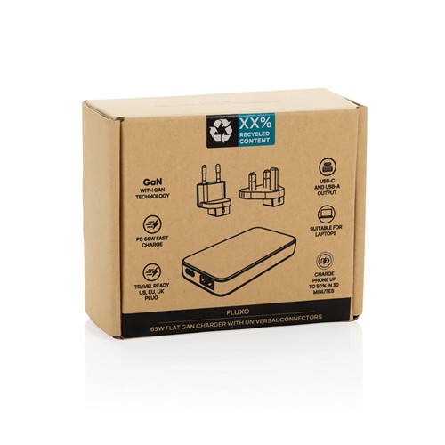 Chargeur plat 65W GAN avec connecteurs universels Fluxo RCS Chargeur plat 65W GAN avec connecteurs universels Fluxo RCS