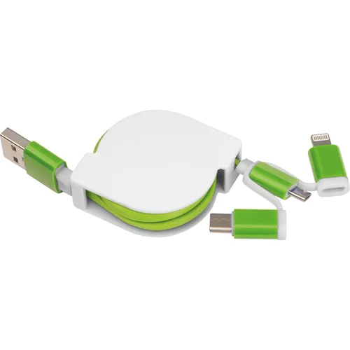 Extendable charging cable with 3 plugs