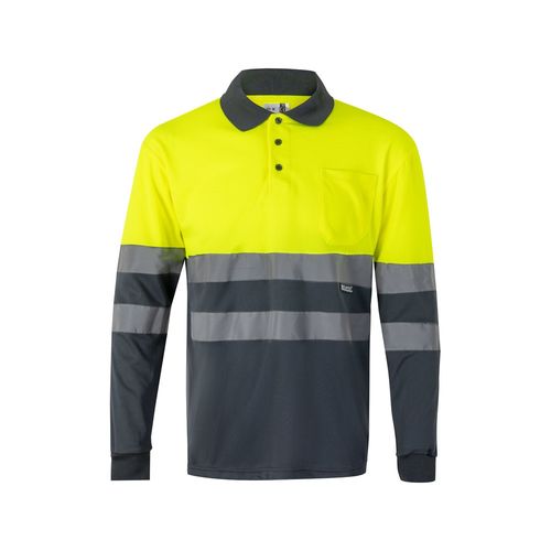 VL VULCAN LARGE. Polo bicolore (160g/m²) à manches longues, en polyester (100%) VL VULCAN LARGE. Polo bicolore (160g/m²) à manches longues, en polyester (100%)
