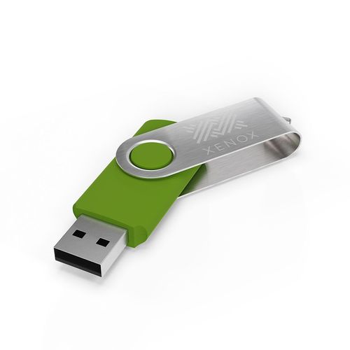 USB Stick Twister (Lime Green, 4GB 2.0, Engraving frontside, Engraving backside)