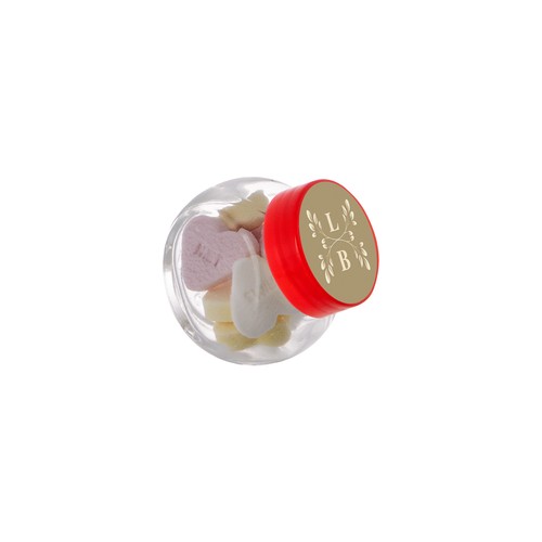 Micro glass jar 50 ml, filled with candy Micro glass jar 50 ml, filled with candy