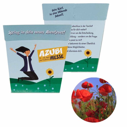 Carte POTTI - kit de graines (papier blanc) - Coquelicot