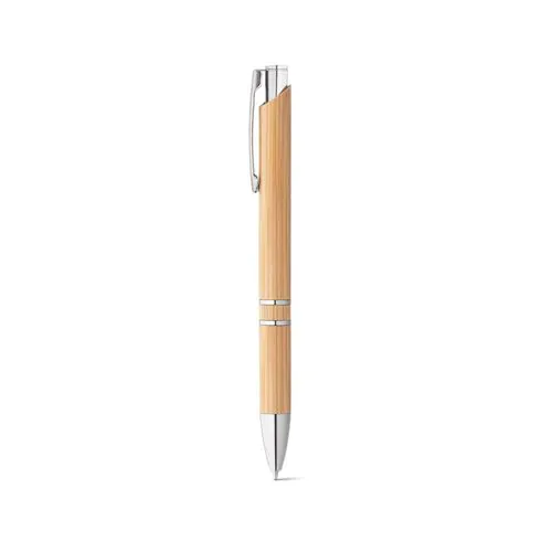 BETA BAMBOO. Bamboo ball pen with clip and metal trim