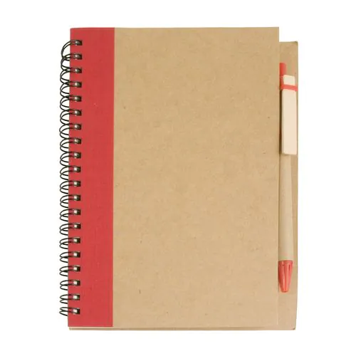 Cahier anneaux en papier recyclable avec stylo en carton Cahier anneaux en papier recyclable avec stylo en carton