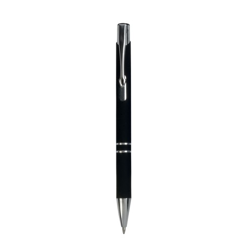 Aluminium snap pen with rubberised grip with 2 chrome trim rings Aluminium snap pen with rubberised grip with 2 chrome trim rings