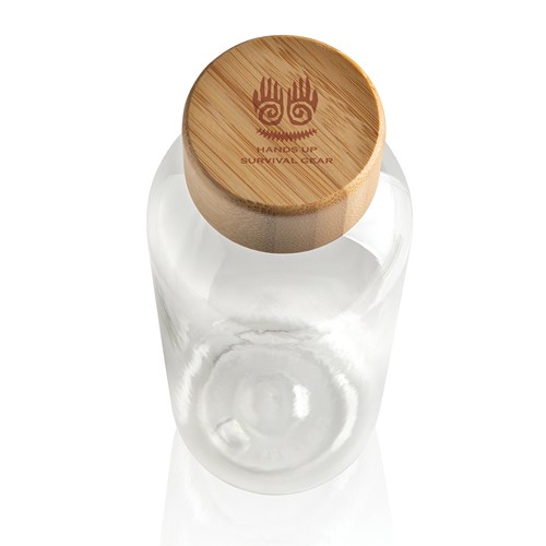 Bouteille 600ml en rPET RCS avec couvercle en bambou Bouteille 600ml en rPET RCS avec couvercle en bambou