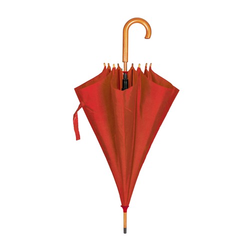 Automatic umbrella with wood shaft, ferrule and handle