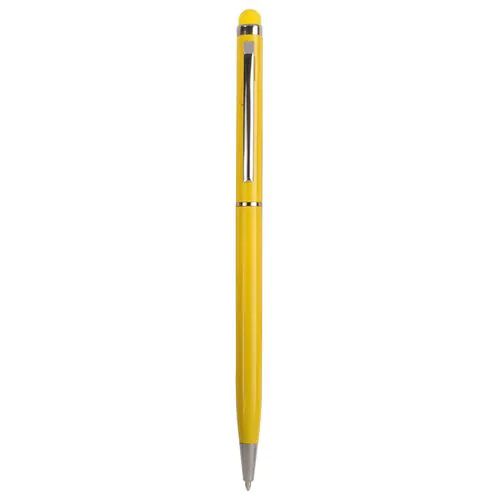Twist pen with metal clip and barrel, and matching touchscreen rubber tip Twist pen with metal clip and barrel, and matching touchscreen rubber tip